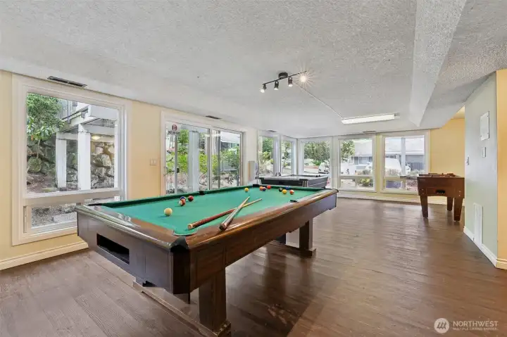 The clubhouse has a pool table, lounges, and awesome space to relax, spend time with friends, or mingle with neighbors.