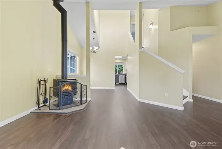 Enjoy the quaint wood burning stove in the formal Living Room and Dining Room areas.