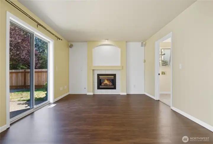 Cozy up next to the gas fireplace for game or movie night.