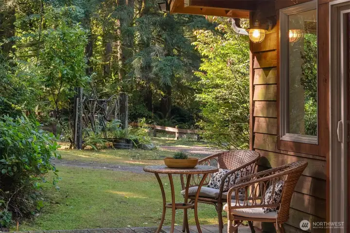 Slider from great room opens onto this sweet south-facing back deck.