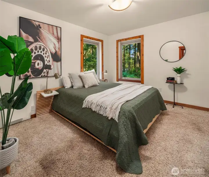 Light comes in on two sides in this cozy room.