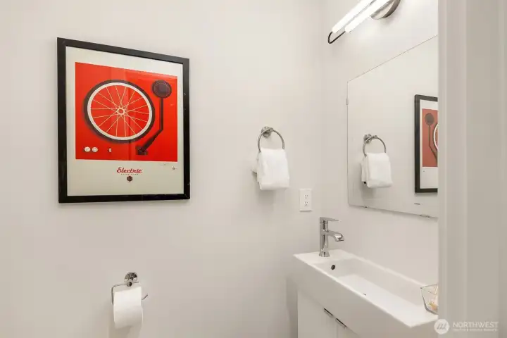 Powder room off entry