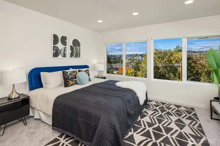 Primary bedroom with room for King bed