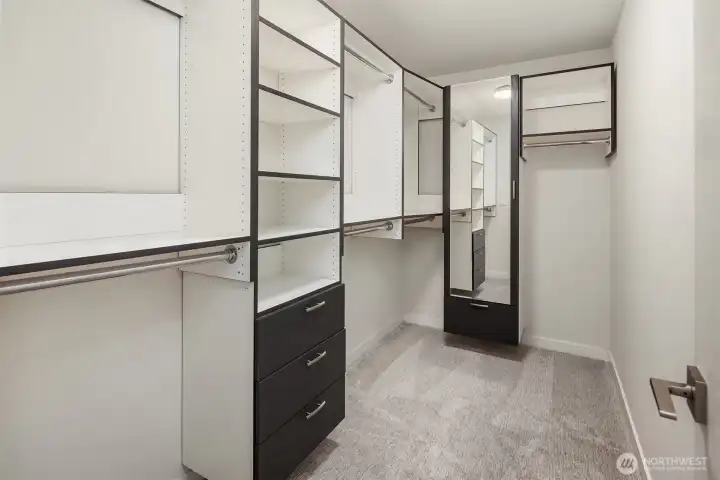 Custom walk-in closet in primary suite