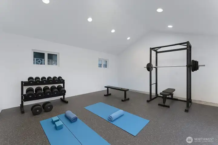 Virtually staged to show a home gym