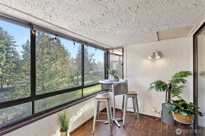 Savor an informal bite on the lanai as you gaze at the "wall of green" - the dense tapestry of evergreen trees and lawns that surround this unit. Originally designed as an open lanai, a stubbed in gas line still exists. An exceptional value, gas utilities are covered by the monthly HOA dues.