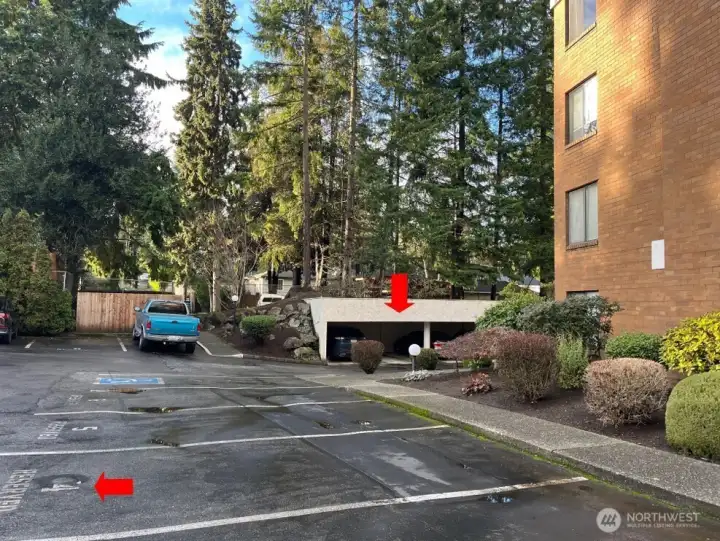 There are two deeded parking spaces for this unit: One covered space, 2nd from the south end of the carport and an uncovered space numbered 4.