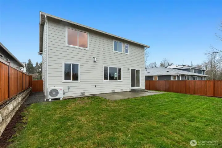 Flat fully fenced yard