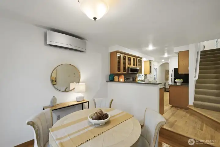 Dining is open to kitchen