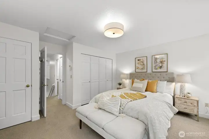 Laundry closet off of primary bedroom.
