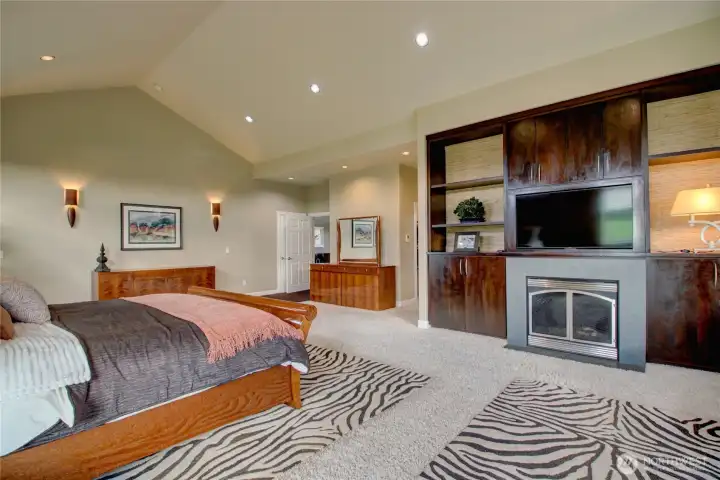 Built-in media center and fireplace