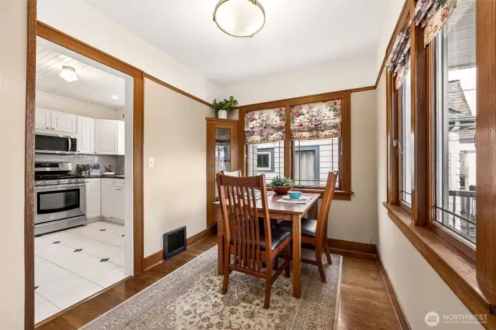Traditional Dining Room with built in
