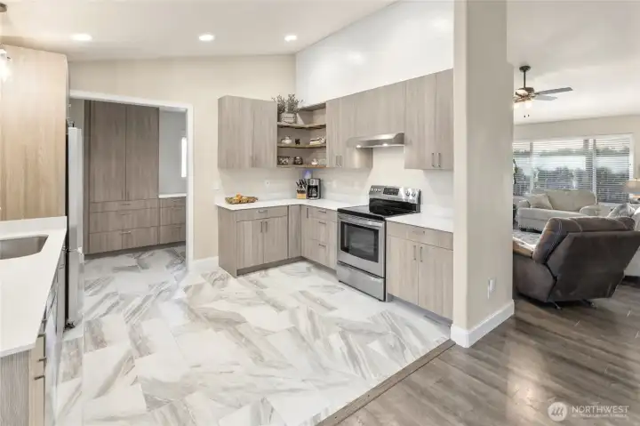 NEW kitchen cabinets, flooring and walk-in pantry!