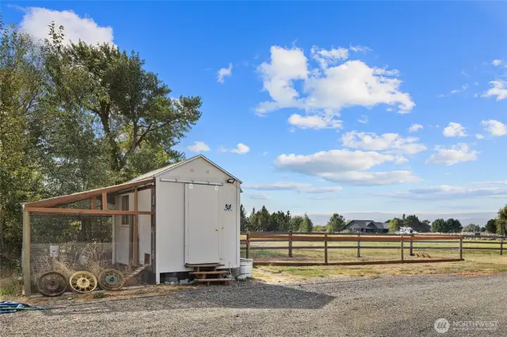 Chicken coop with a fenced outdoor run!