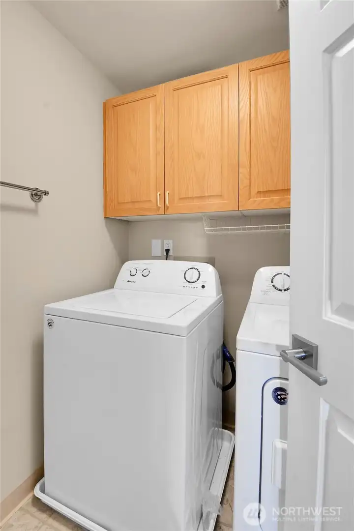 Laundry closet in hallway