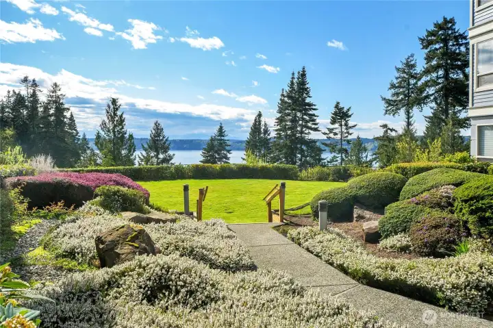 View of the Puget Sound from the community courtyard