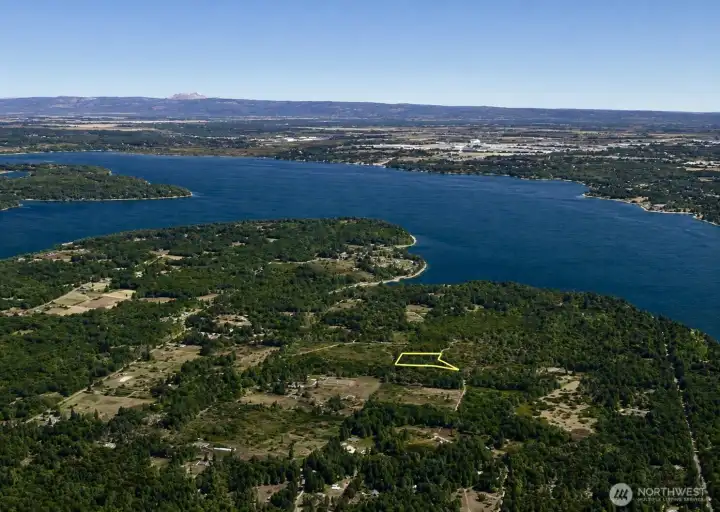 Overhead view with approximate boundaries in yellow.