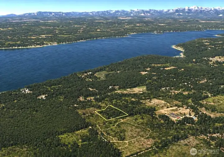 Overhead view with approximate boundaries in yellow.