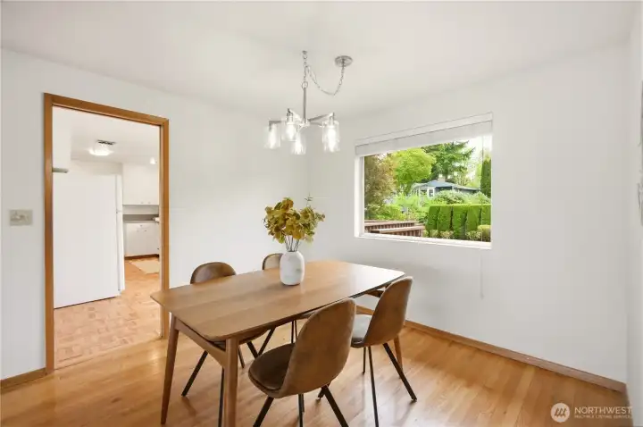 Another look at the dining room which is also adjacent to the kitchen.