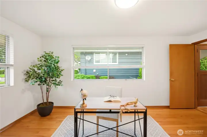 This room offers flexibility as it has been used as a bedroom, den or office over the years.