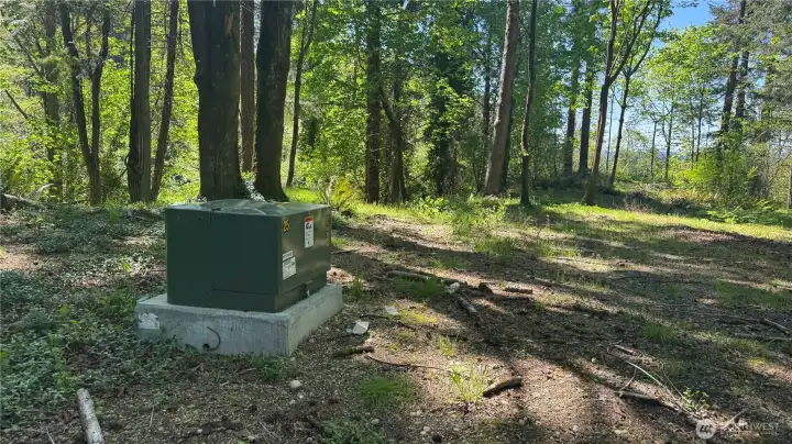 Yes this is a picture of a utility box. The exciting thing is what you can't see, the burried electrical cables.  It's where you will get the power for your home. No overhead electrical lines.