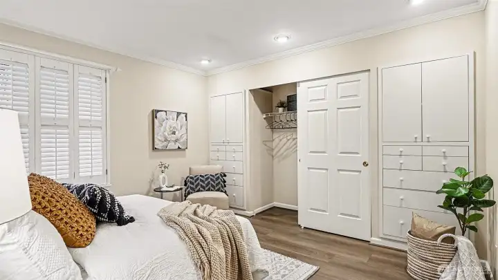 Large bedroom with built in storage!