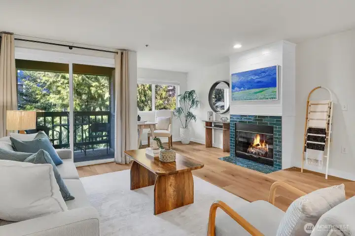 Open living space featuring expansive windows.