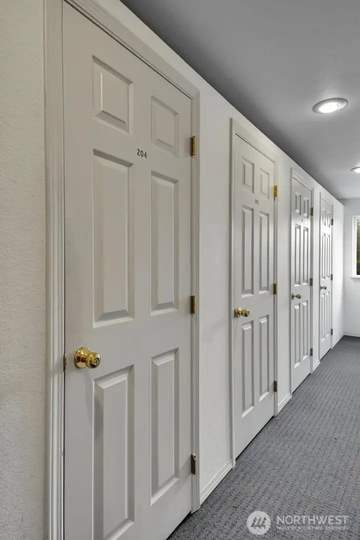 Secure building with interior storage units for added convenience and organization.