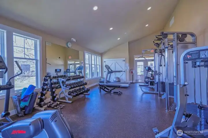 The fitness center offers convenient indoor workouts, while adjacent hiking trails invite exploration and fresh-air exercise. The fitness center offers convenient indoor workouts, while adjacent hiking trails invite exploration and fresh-air exercise.