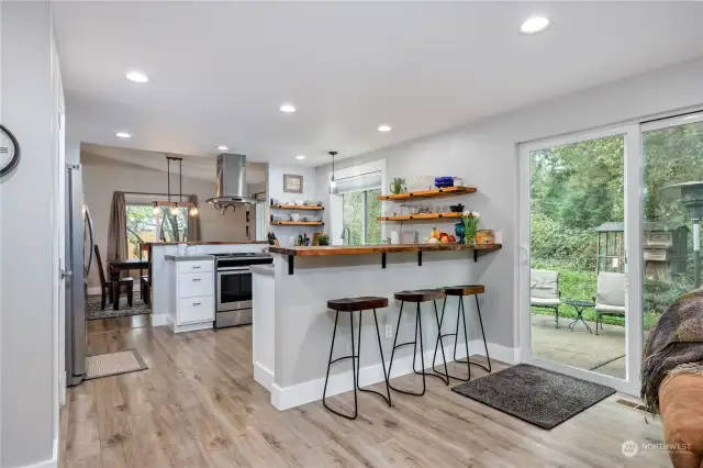 One of two bars in the kitchen.