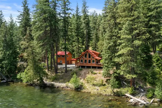 Chalet and ADU from the river.