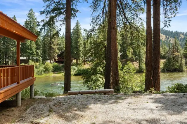 Parking area and river views.