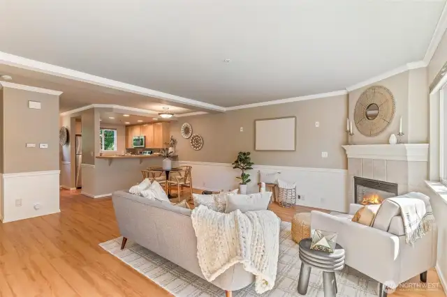 Spacious living area ideal for entertaining, with fresh finishes and easy access to the main level’s open-concept floor plan.