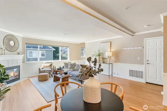 Open dining area overlooking the living room and kitchen