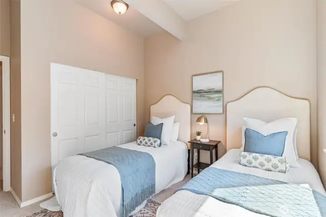 Freshly updated second-floor bedroom with plenty of natural light and a quiet retreat-like atmosphere.