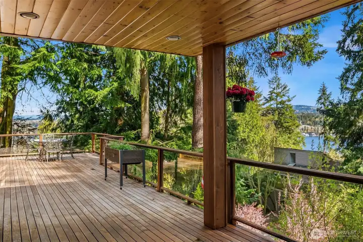 Multiple decks offer extended space for entertaining and enjoying the surroundings. The views to the lake are incredible and "top of the world."