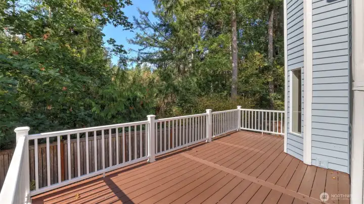Perfect to large and small get togethers.  The yard is fully fenced and the green belt keeps tremendous serenity all day long.  There is no road noise at all.