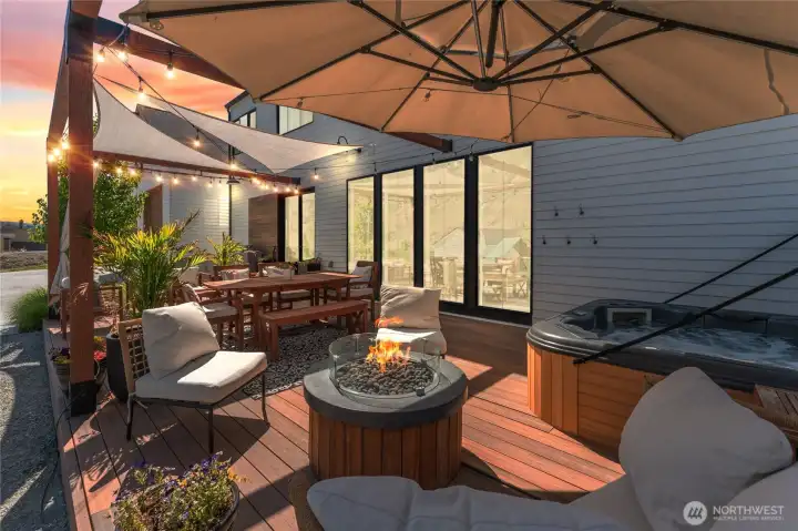 Ground level deck perfect for entertaining and watching the serene river go by.