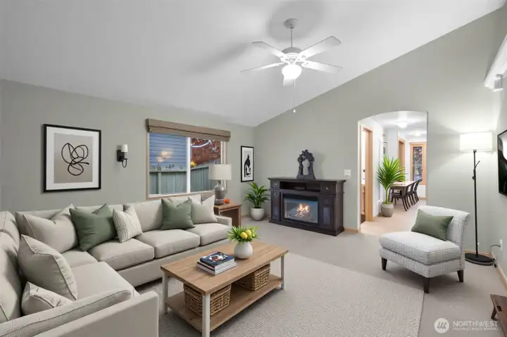 Virtually staged living room