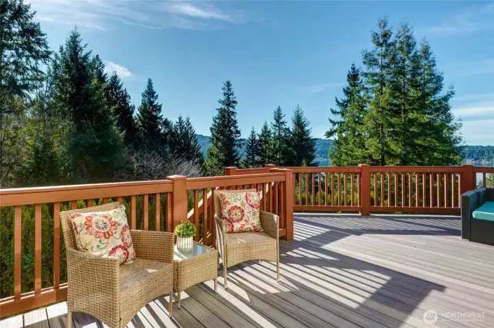 Just off the kitchen, this expansive view deck is perfect for relaxing and entertaining.