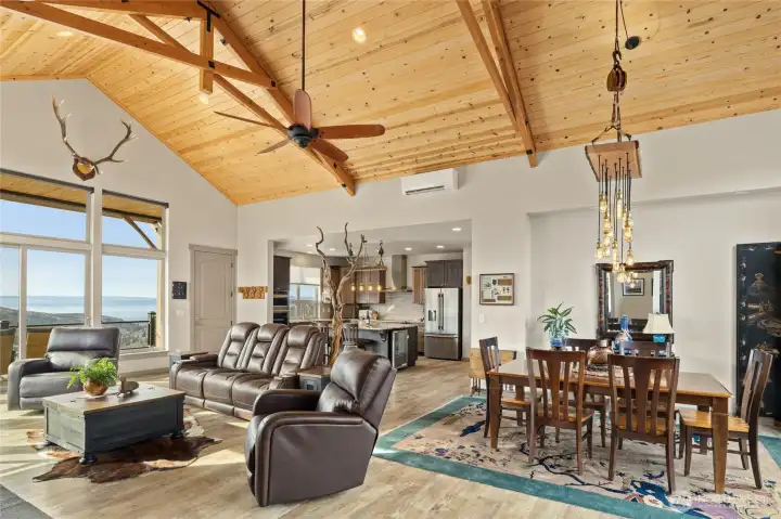 cathedral-style tongue-and-groove ceilings