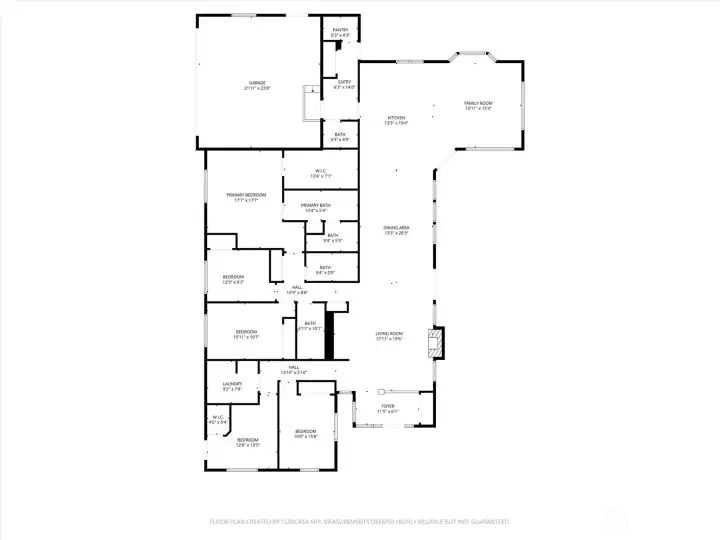 Detailed floor plan layout illustrating the home's spacious single-level design and functional room flow.