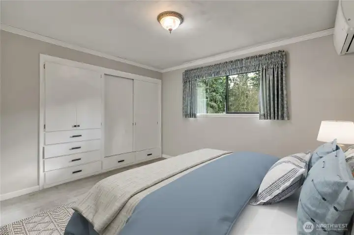Third additional bedroom offers versatility for guests, office space, or hobbies. All bedrooms have built-in closets and draws for additional storage. **VIRTUALLY STAGED**