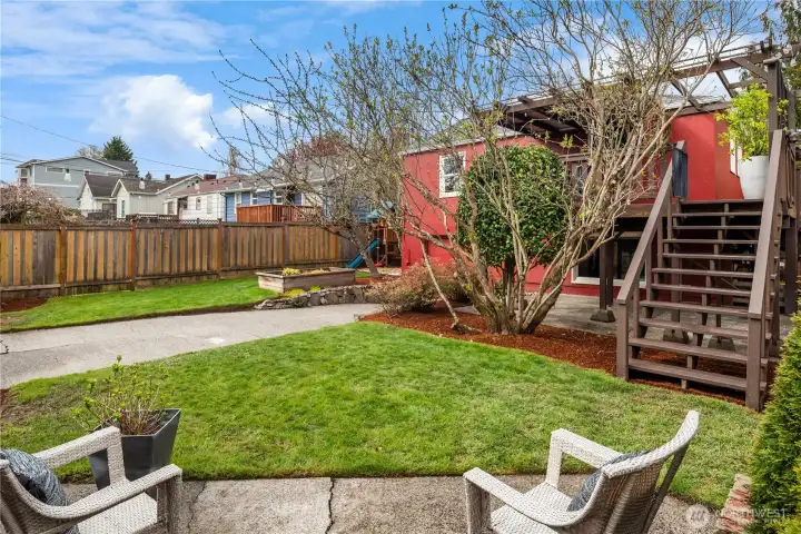 This very special backyard is fully fenced with a gate off the back for easy access to the driveway and garage.
