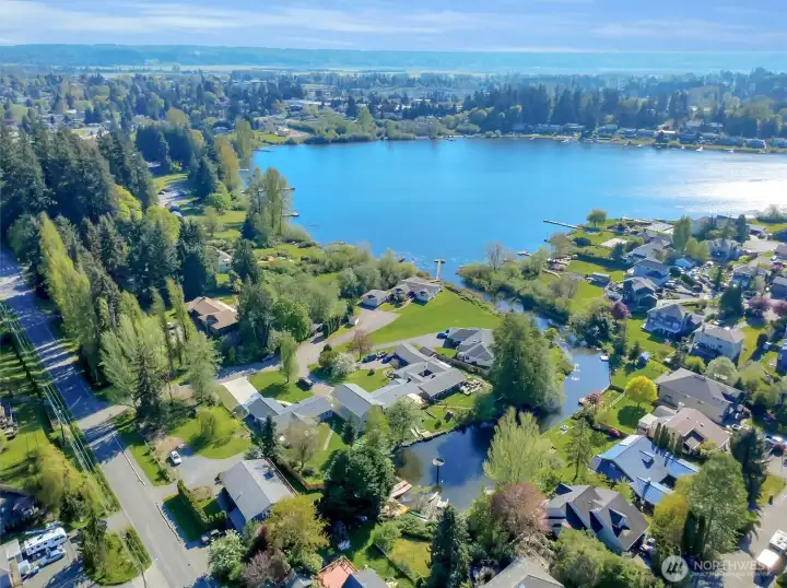 Panoramic aerial of surrounding neighborhood