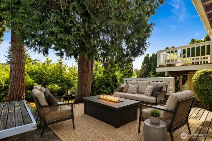 Virtually staged back deck.