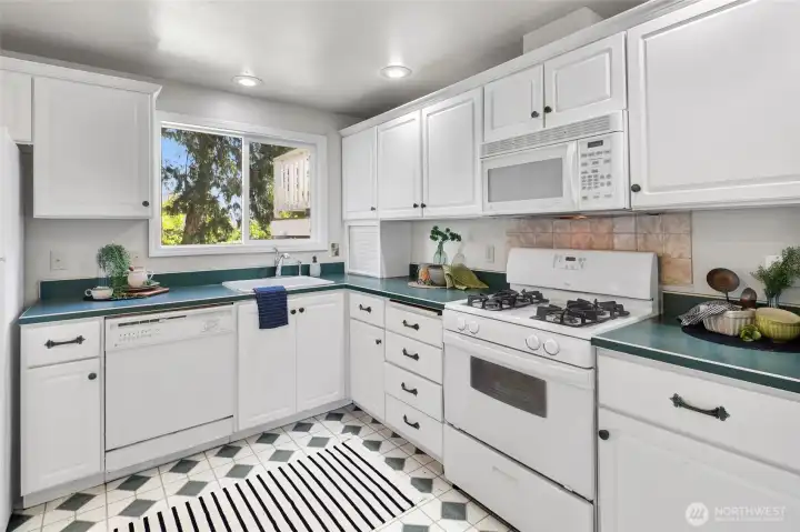 A very large kitchen is the center piece of the home.