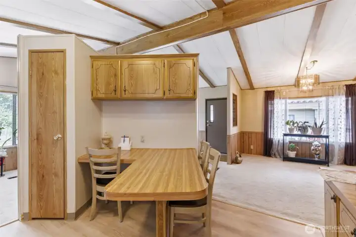 Kitchen with the cutest little pantry and breakfast bar!