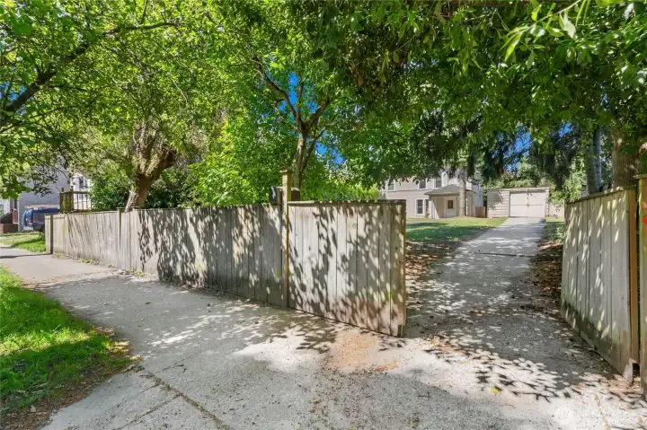 Private gate entrance and fully fenced