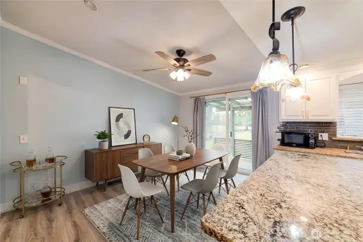 Dining Room with Kitchen View (Virtually Staged)